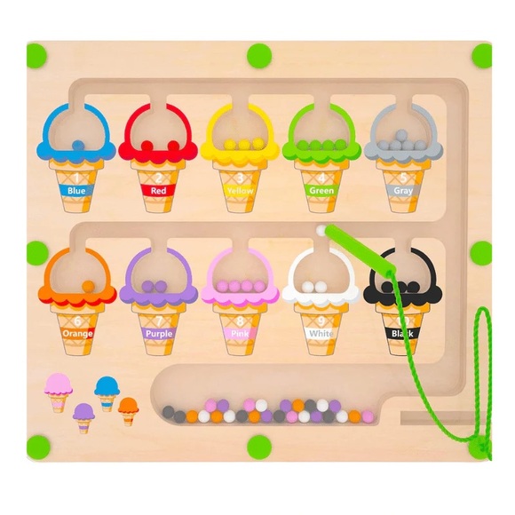 Montessori Ice Cream Magnetic Color and Number Sorting Maze Toy - Picture 2 of 2